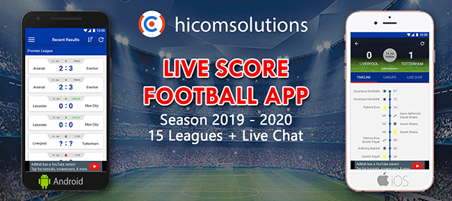 Livescore football app template Season 2019-2020 – Android – Sell